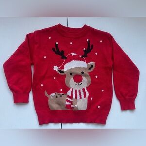 SHEIN Red Kids Sweater with Reindeer Design